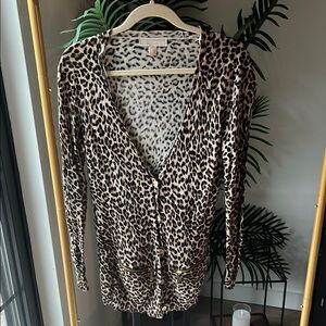 Michael Kors Leopard Print Cardigan with gold details